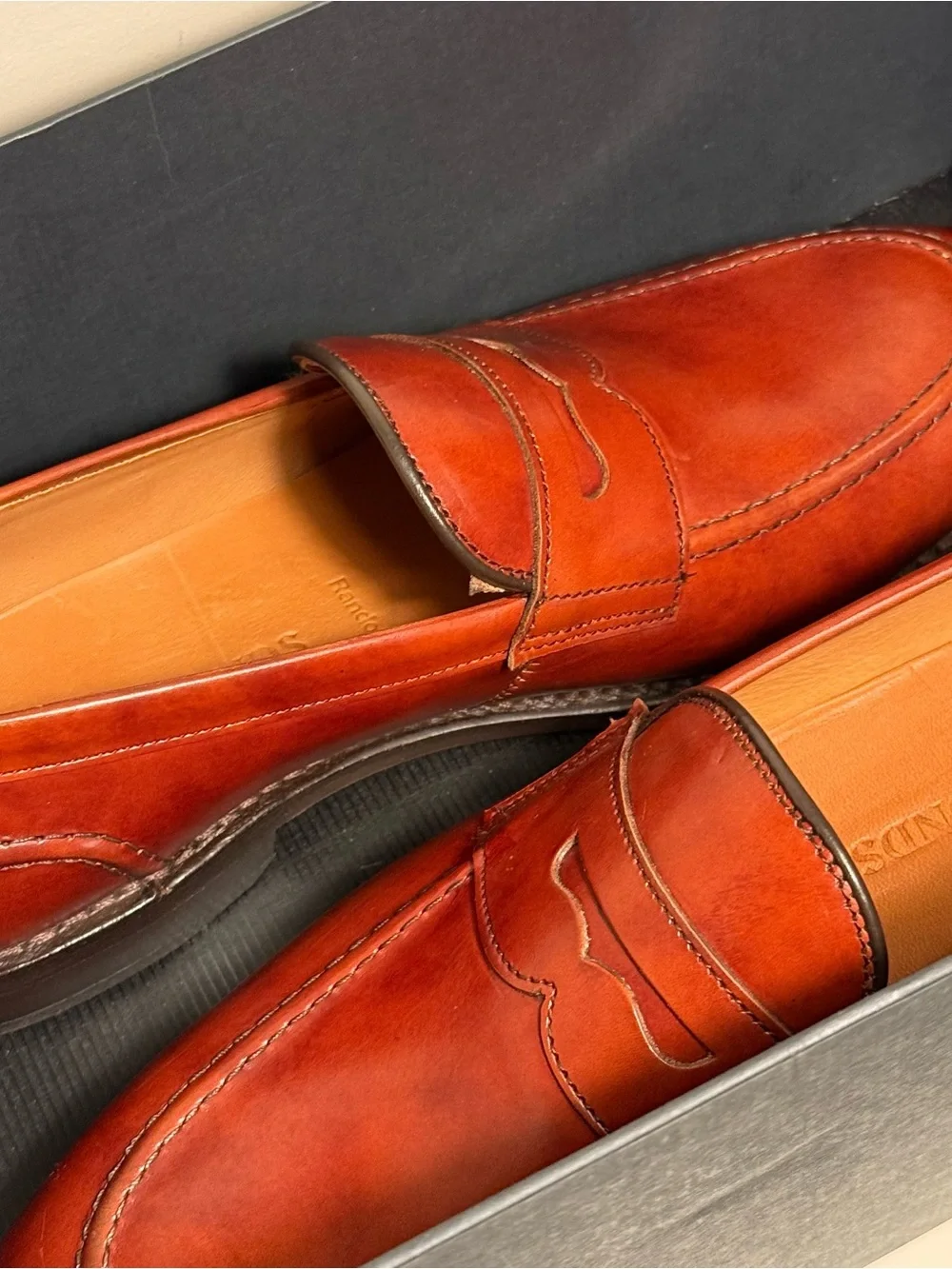 Allen Edmonds Randolph 2.0 Chili Brown Leather Penny Loafers Men’s Size 9 Museum